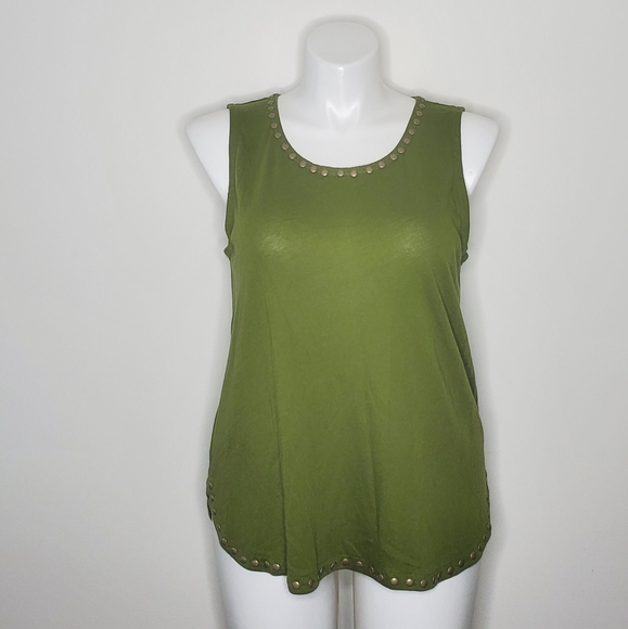 5/$16 J. Crew Olive Green Shell with Gold Embellishments - Picture 1 of 4